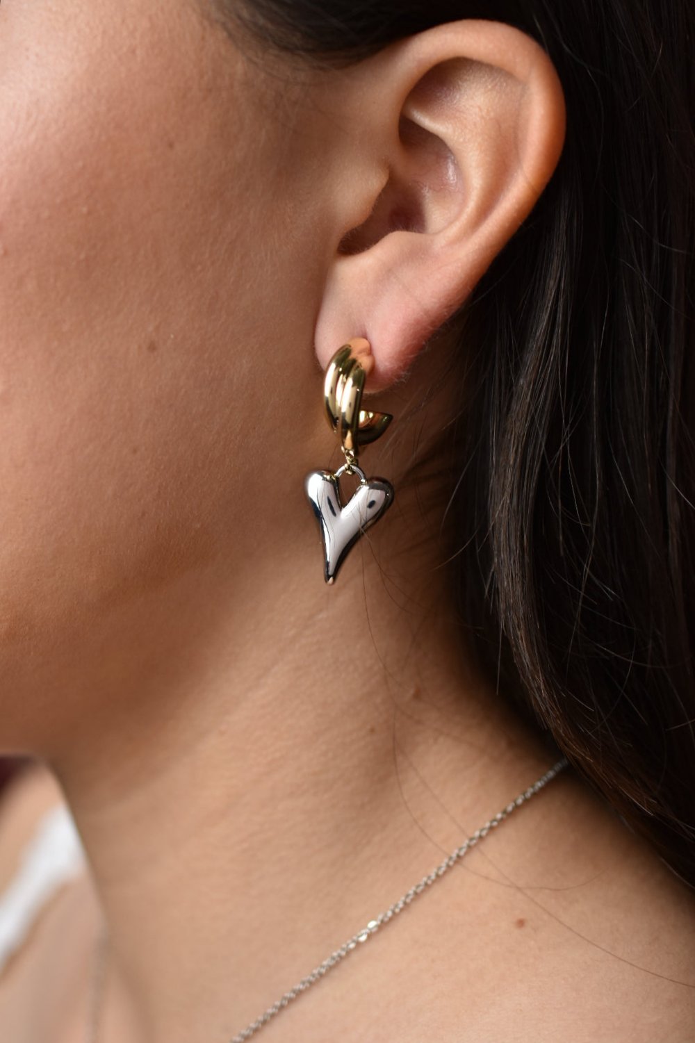 Aretes Bicolor Corazón