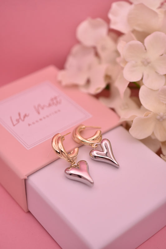 Aretes Bicolor Corazón
